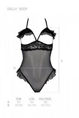 Эротическое боди Passion DOLLY BODY, L/XL, black, с открытыми чашками SO9701 фото