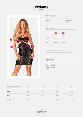 Платье под змеиную кожу Obsessive Vivianty dress XS/S, черное SO7313 фото