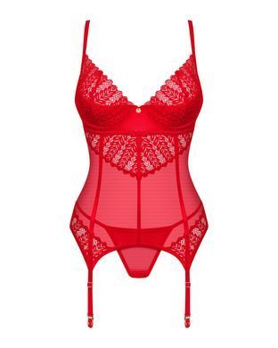 Комплект корсет та стрінги Obsessive Ingridia corset & thong M/L, червоний SO9029 фото