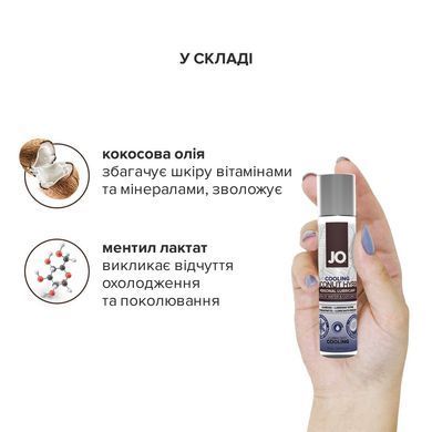 Охолоджувальна змазка-крем з кокосовою олією JO Coconut Hybrid COOLING (30 мл) біла SO1486 фото