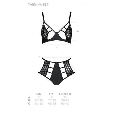 Розпродаж!!! Комплект з екошкіри Passion Tamaris Set black L/XL, бюстгальтер та трусики SO5796 фото