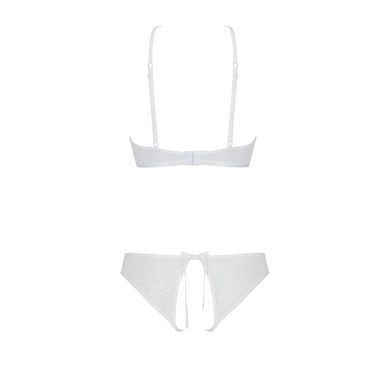 Комплект із бра, трусиків з ажурним декором та відкритим кроком Passion URSULA SET S/M, white SO5845 фото