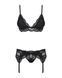 Мереживний комплект білизни Obsessive 810-SEG-1 S/M Black, бюстгальтер, стрінги, пояс для панчіх SO7163 фото 5