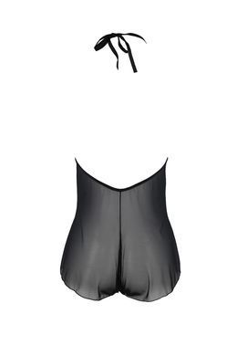 Боді Passion LEAFA BODY black S/M, на зав'язках, м'яка чашка, низ у вигляді шортиків SX0501 фото