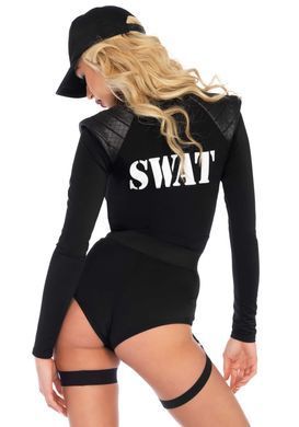 Костюм эротического спецназа Leg Avenue SWAT Team Babe XS, боди, пояс, подвязки, игрушечная рация, кепка SO8543 фото