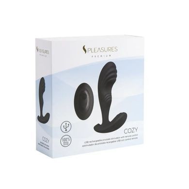 Вибромассажер простаты S Pleasures Premium Cozy, черный, с рельефной головкой, 10 режимов SX1613 фото