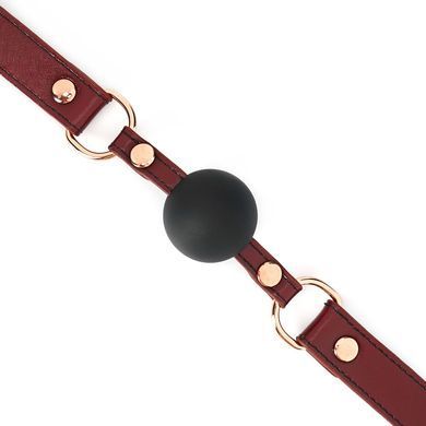 Силиконовый кляп Liebe Seele Wine Red Ball Gag, диаметр шарика 4,3 см, ремень из натуральной кожи SO9450 фото