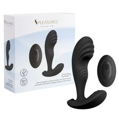 Вибромассажер простаты S Pleasures Premium Cozy, черный, с рельефной головкой, 10 режимов SX1613 фото