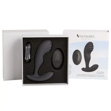 Вибромассажер простаты S Pleasures Premium Cozy, черный, с рельефной головкой, 10 режимов SX1613 фото