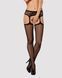 Сетчатые чулки-стокинги с узором на ягодицах Obsessive Garter stockings S232 S/M/L, черные, имитация SO7269 фото 1