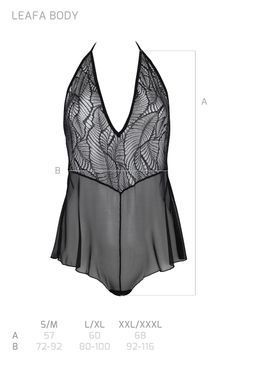 Боді Passion LEAFA BODY black, XXL/XXXL на зав'язках, м'яка чашка, низ у вигляді шортиків SX0502 фото