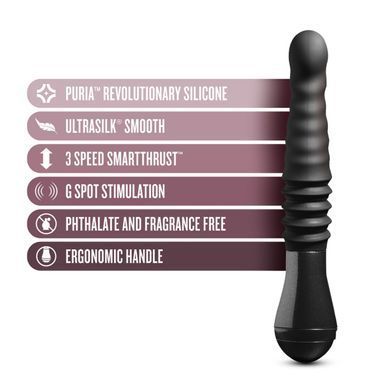 Пульсатор Blush Temptasia &ndash; Lazarus Thrusting Dildo &ndash; Black, ребристый ствол, 3 скорости SO8836 фото