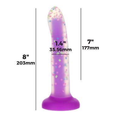 Светящийся в темноте фаллоимитатор ADDICTION Rave 8&Prime; Glow in the Dark Dildo Purple Confetti , 20,3 см SX1301 фото