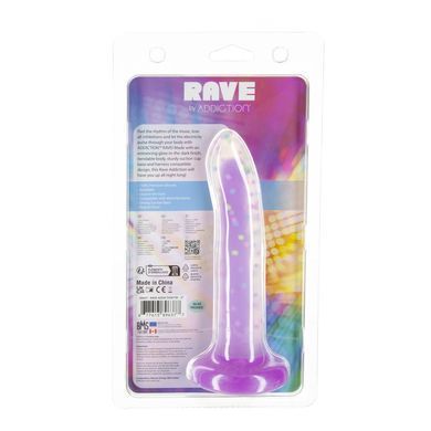 Светящийся в темноте фаллоимитатор ADDICTION Rave 8&Prime; Glow in the Dark Dildo Purple Confetti , 20,3 см SX1301 фото