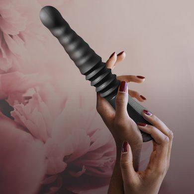 Пульсатор Blush Temptasia &ndash; Lazarus Thrusting Dildo &ndash; Black, ребристый ствол, 3 скорости SO8836 фото