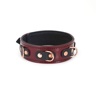 Кожаный ошейник с поводком Liebe Seele Wine Red Collar and Leash, 3 кольца для крепления SO9451 фото