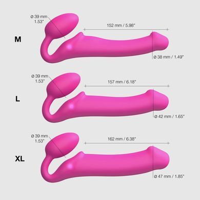 Безремневой страпон с вибрацией Strap-On-Me Vibrating Fuchsia M, диаметр 3,8 см, пульт ДУ, регулируемый SX2571 фото
