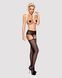 Сетчатые чулки-стокинги с кружевным поясом Obsessive Garter stockings S307 S/M/L, черные, имитация г SO7270 фото 3