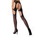 Эротические колготки-бодистокинги Passion S023 One Size, Black, имитация чулок с ромбами и пояском PSS023B фото 2