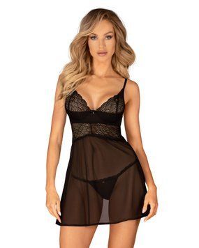 Эротический комплект Obsessive Chemeris babydoll & thong XS/S, пеньюар и стринги SO9758 фото