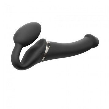Безремневой страпон с вибрацией Strap-On-Me Vibrating Black M, диаметр 3,8см, пульт ДУ, регулируемый SO3354 фото