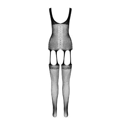 Бодістокінг Passion ECO BS007 black, з доступом, силуетний малюнок, імітація підв&rsquo;язок SO7079 фото