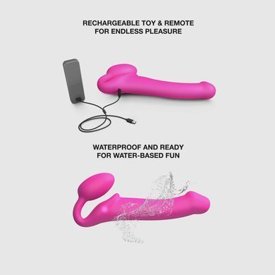 Безремневой страпон с вибрацией Strap-On-Me Vibrating Fuchsia L, диаметр 3,7 см, пульт ДУ, регулируемый SX2572 фото