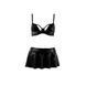 Комплект белья под латекс Passion DEBY SET L/XL, black, лиф, мини-юбочка, стринги PS25701 фото 3