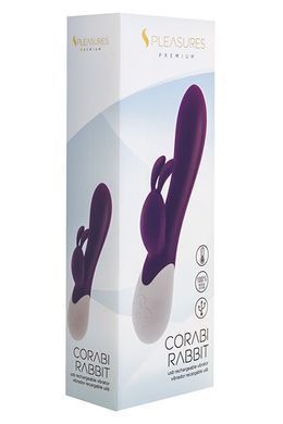 Вібратор-кролик S Pleasures Premium Corabi Rabbit, фіолетовий, вушка для клітора, 16 режимів, нагрів SX1616 фото