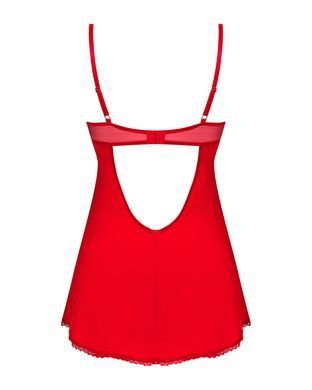 Пеньюар Obsessive Ingridia chemise & thong XL/2XL, червоний, сорочка, стрінги SO9038 фото