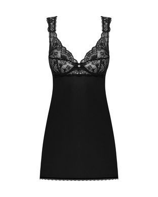 Сорочка бэби-долл с кружевом на груди Obsessive Donna Dream babydoll XL/2XL Black, стринги SO8632 фото