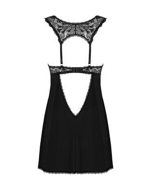 Сорочка бэби-долл с кружевом на груди Obsessive Donna Dream babydoll XL/2XL Black, стринги SO8632 фото