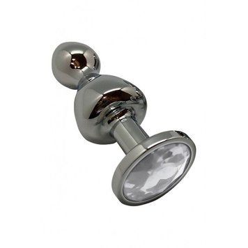 Металлическая анальная пробка Wooomy Lollypop Double Ball Metal Plug L диаметр 3,5 см, длина 10,5 см SO7421 фото