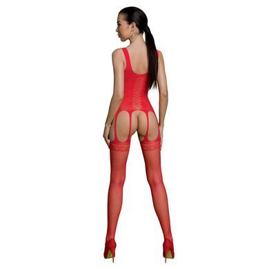 Бодистокинг Passion ECO BS007 red, с доступом, силуэтный рисунок, имитация подвязок SO7080 фото
