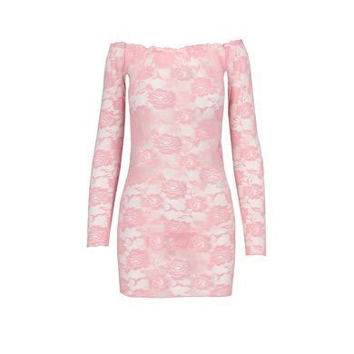 Прозрачная сорочка с длинным рукавом Passion YOLANDA CHEMISE XXL/XXXL, pink, трусики EL14309 фото