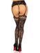 Колготки-чулки Leg Avenue French Rose Backseam Garter Belt Stockings, черные, One Size, с доступом SX1061 фото 3
